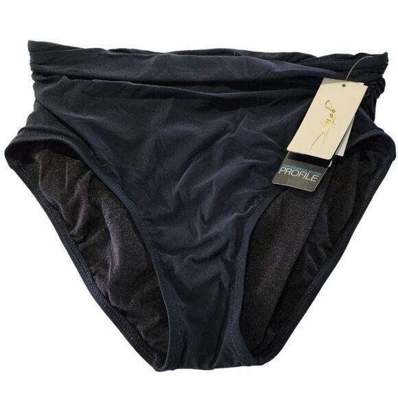 Profile by‎ Gottex Tutti Frutti Shirred Black Bikini Bottom Size 16 - Picture 3 of 8